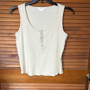Lauren Conrad Women's Cream Striped Tank Top